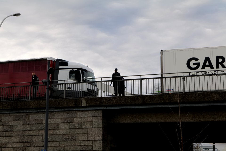 Border control checkpoint at Europe bridge German side 2020-03-16 21