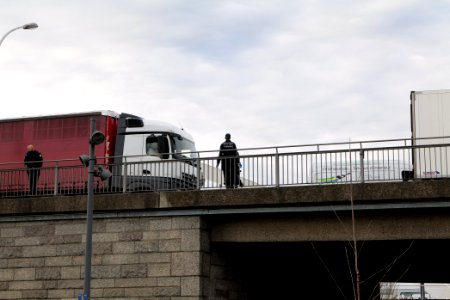 Border control checkpoint at Europe bridge German side 2020-03-16 22