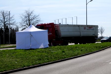 Border control checkpoint at Europe bridge German side 2020-03-16 02