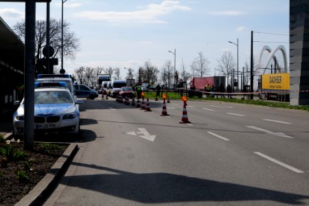 Border control checkpoint at Europe bridge German side 2020-03-16 20