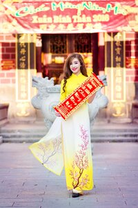 Vietnamese woman traditional costumes the young woman