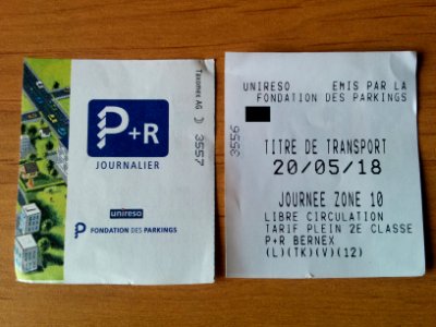 Billet journalier P+R Unireso