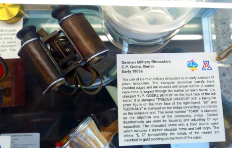 Binoculars, C.P. Goperz, Berlin, early 1900s, aluminum, leather - College of Optical Sciences - University of Arizona - Tucson, AZ - DSC08622