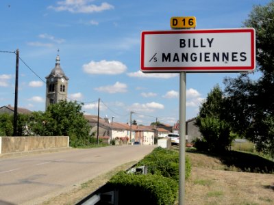 Billy-sous-Mangiennes (Meuse) city limit sign