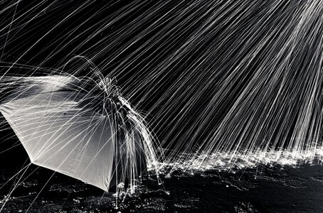 Night black and white the beach