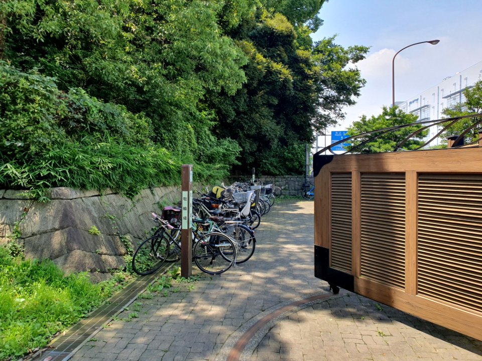 Bicycles parking at gate of Tokyo Port Wild Bird Park