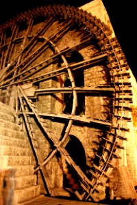 Big Noria at night in Hama, Syria