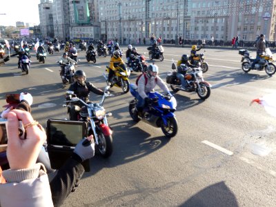 Bikers on the Bolshoy Kamenny Bridge photo