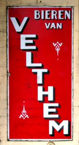 Bieren van Velthem, emaille reclamebord, Bier Reclamemuseum