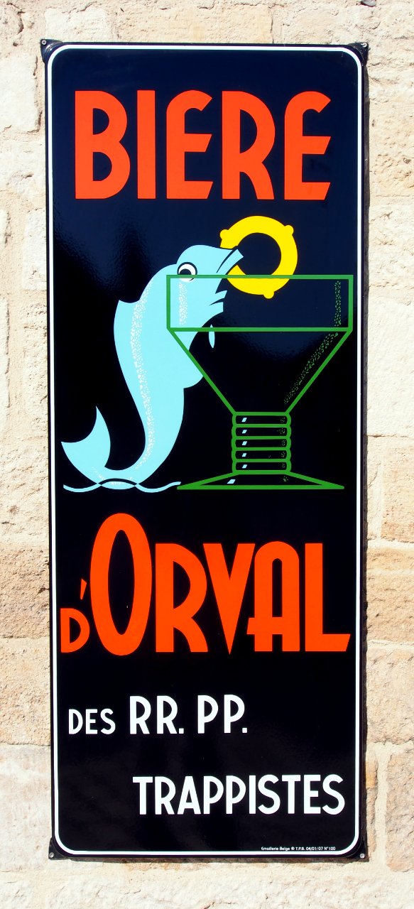 Biere d'Orval des RR. PP. trappistes, enamel advertising sign at the Musée Européen de la Bière pic-1