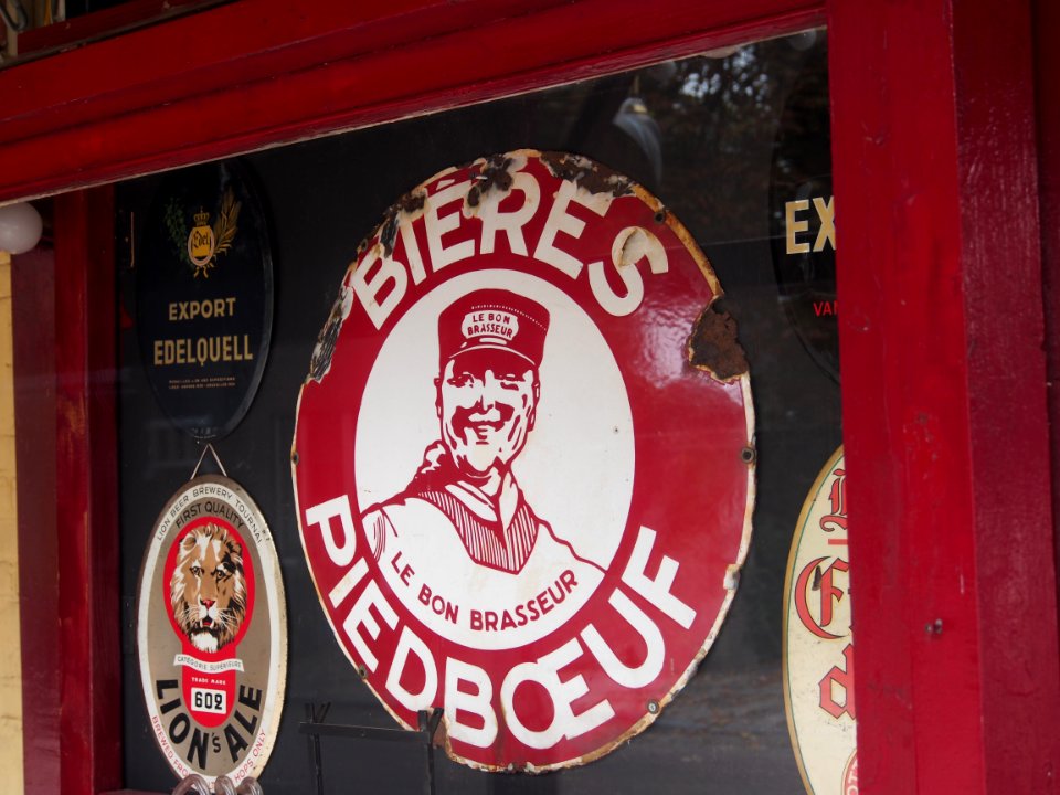Bieres Piedboeuf, emaille reclamebord, Bier Reclamemuseum