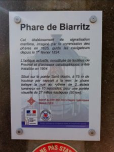 Biarritz - Phare - Plaque descriptive