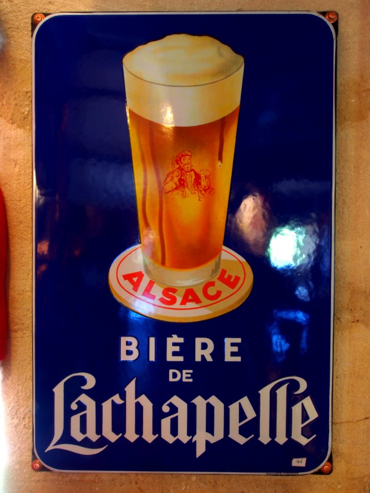 Bière de Lachapelle , enamel advertising sign at the Musée Européen de la Bière