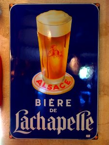 Bière de Lachapelle , enamel advertising sign at the Musée Européen de la Bière