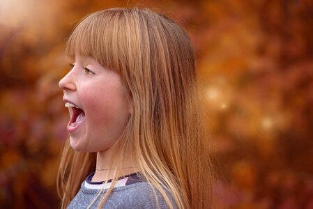 Girl face long hair photo