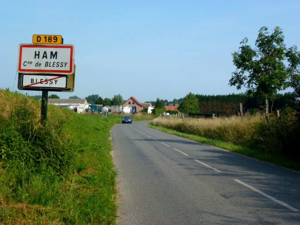 Blessy (Pas-de-Calais, Fr) city limit sign hameau de Ham