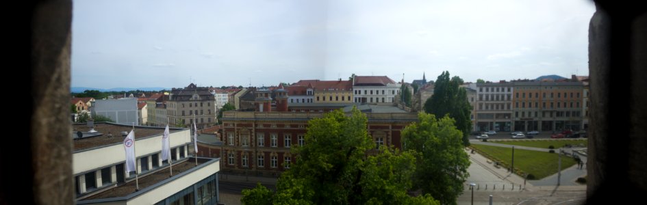 Blick aus dem Dach der Frauenkirche Görlitz auf Postplatz photo