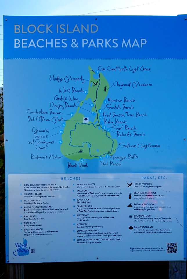 Block Island beaches and parks map