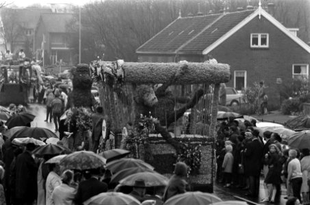 Bloemencorso in Bollenstreek praalwagen als apenkooi, Bestanddeelnr 922-3425