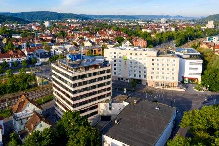 Blauer Turm in Tübingen aus der Luft