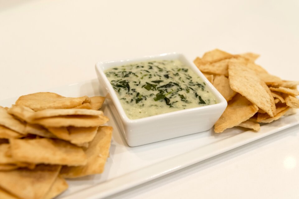 Chips and dip artichoke spinach