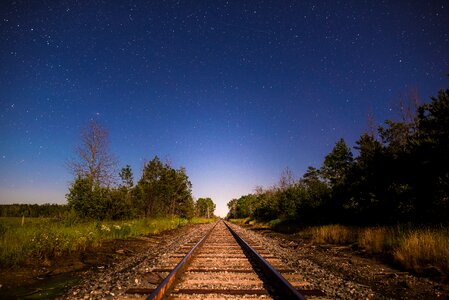 Rail track blue train photo