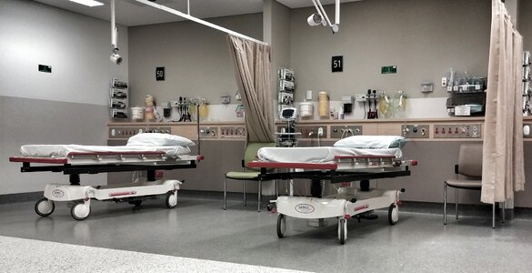 Hospital beds hospital ward gray hospital