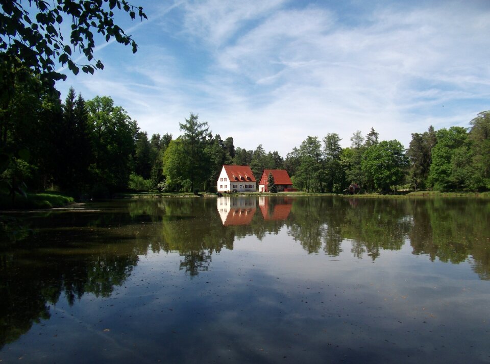 Pond house mirroring