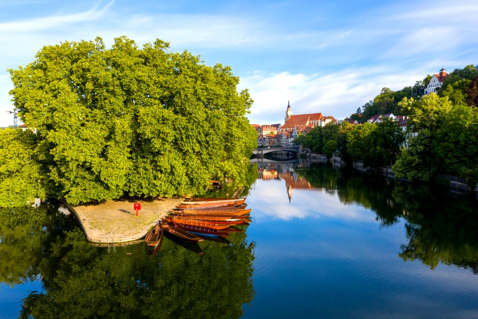 Blick von der Neckarspitze in Richtung Altstadt in Tübingen