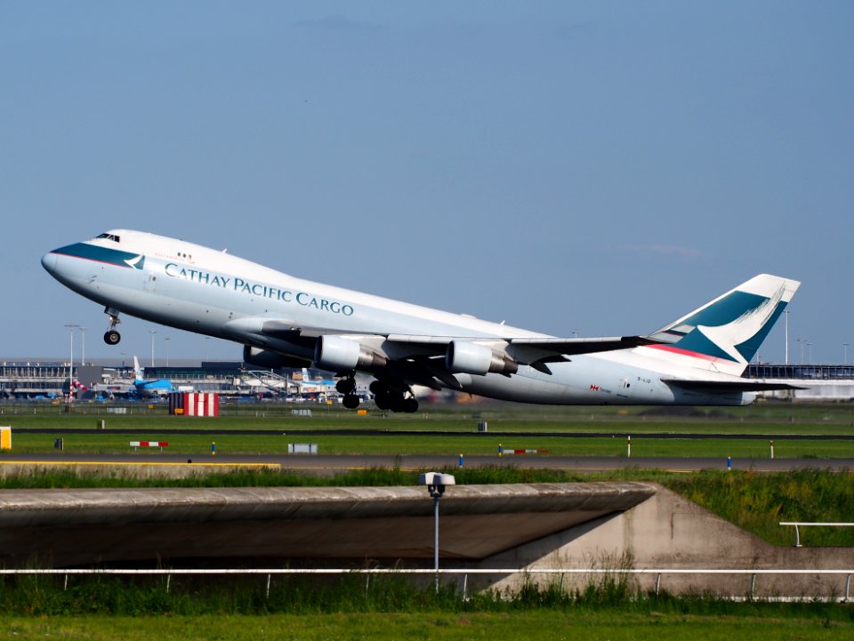 B-LID Cathay Pacific Boeing 747 take-off from Schiphol (AMS - EHAM), The Netherlands, 18may2014, pic-1