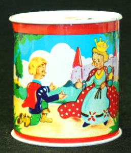 Blikken spaarpotje met afbeelding van sprookjes ,foto 4