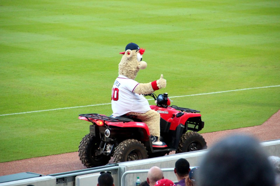 Blooper Braves mascot, Sept 18 2018
