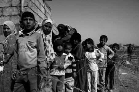 Waiting line waiting for food iraq photo