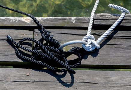 Black and white mooring ropes photo
