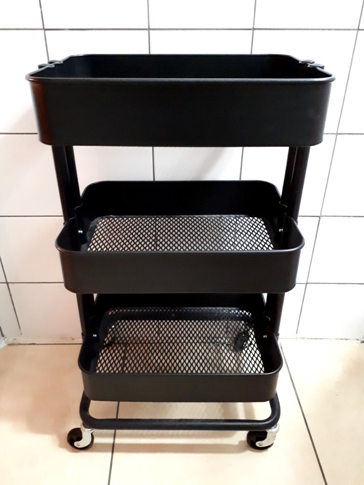 Black metallic rolling cart 2017 A1