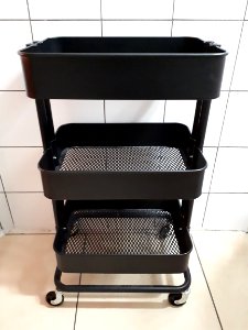 Black metallic rolling cart 2017 A1