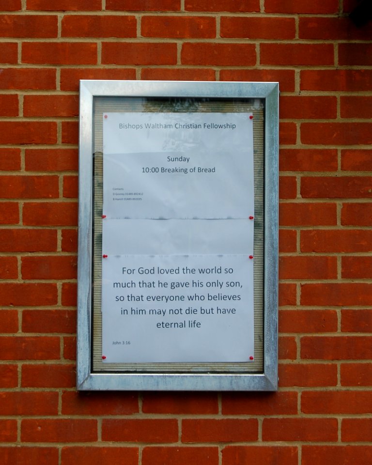 Bishop's Waltham Christian Fellowship, Basingwell Street, Bishop's Waltham (May 2019) (Signboard)