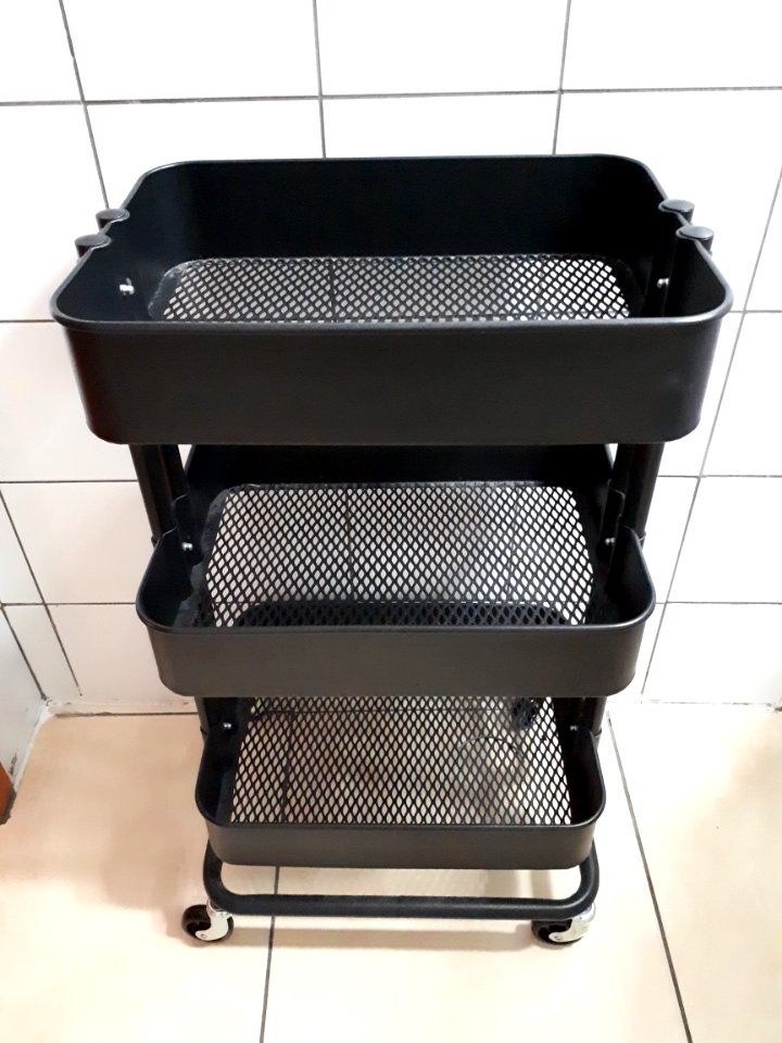 Black metallic rolling cart 2017 A2