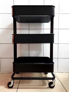 Black metallic rolling cart 2017 A3
