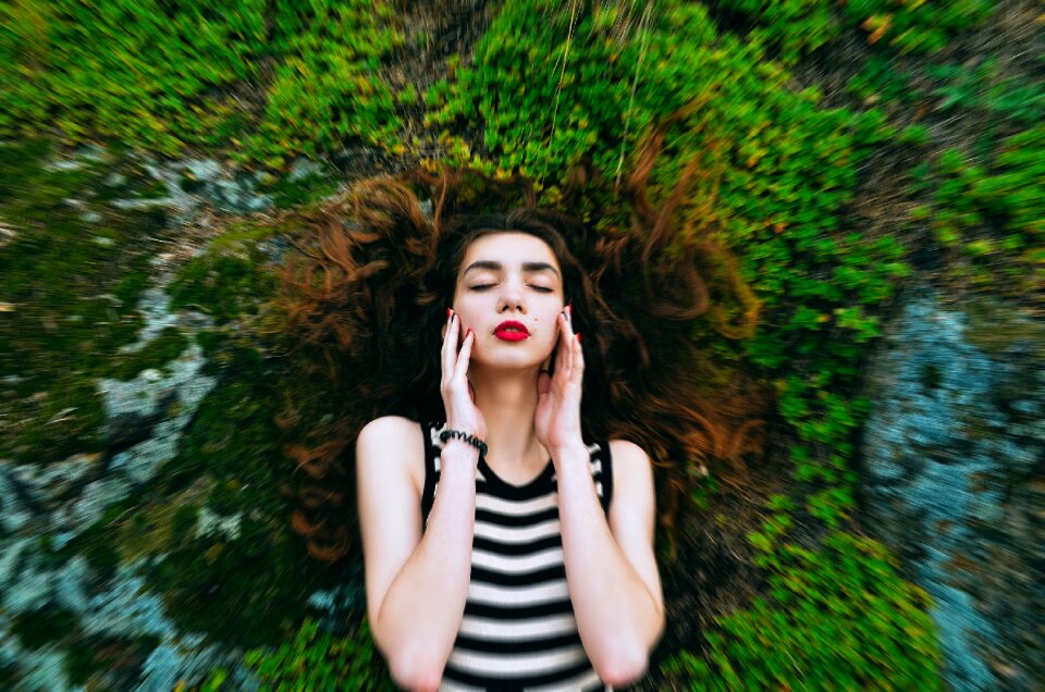 Long hair portrait model