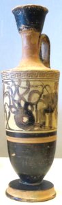 Black-figure lekythos showing Herakles and the Hydra by the Haimon Painter