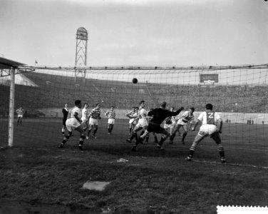 Blauw-Wit tegen Ajax 1-0, v.l.n.r. Feldman, Prins, Van de Klink Althoff , Van Ha, Bestanddeelnr 910-8074