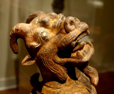 Bixie (chimera), detail, attributed to Chu culture, Hunan or Hubei province, China, Western Han dynasty, 2nd-1st century BC, cast iron with silver inlay - Portland Art Museum - Portland, Oregon - DSC08555