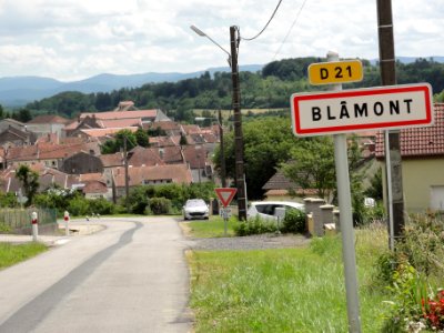 Blâmont (M-et-M) city limit sign