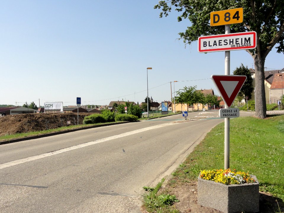 Blaesheim (Bas-Rhin) city limit sign