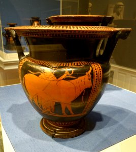 Bull Sacrifice, column krater, by a Pupil of the Nikoxenos Painter, c. 500 BC, painted terracotta - Portland Art Museum - Portland, Oregon - DSC09009