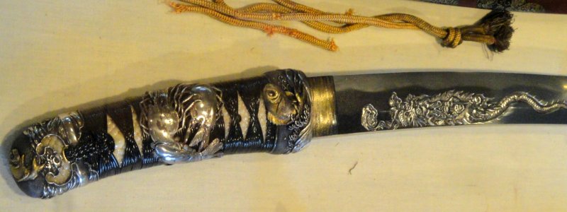 Blade with dragon, signed Getsuzan Shin-ichi, Meiji, 1867 - George Walter Vincent Smith Art Museum - DSC03623