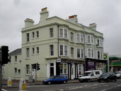Buildings in Middle of Vogue Gyratory, Brighton (January 2011)