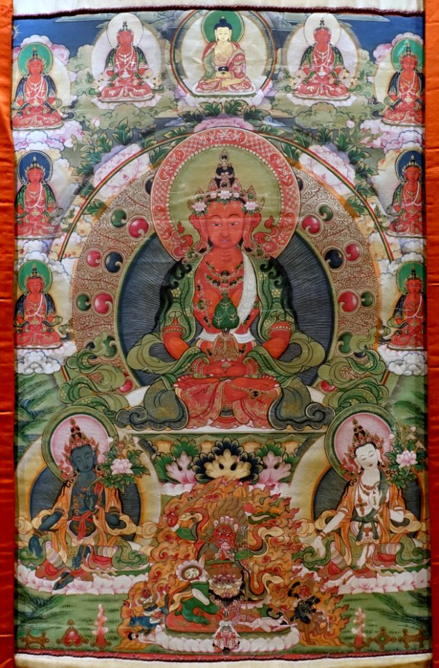 Buddha of Longevity, 1644-1911 AD, thangka - Sichuan University Museum - Chengdu, China - DSC06195