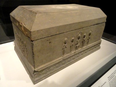 Buddhist reliquary in the shape of a funerary casket, view 1, Cloud Cliffs (Yunyan) temple, Tiger Hill, Suzhou, China, Song dynasty, 96-1279 AD, stone - San Diego Museum of Art - DSC06574 photo